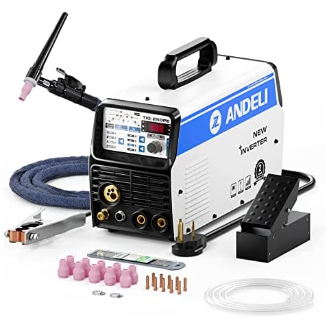 ANDELI Aluminum Welder AC/DC TIG welder, TIG-250PE MMA/LIFT TIG/HF TIG/three-in-one 220V 180AMP Digital TIG welding machine (TIG & 5PIN PEDAL)